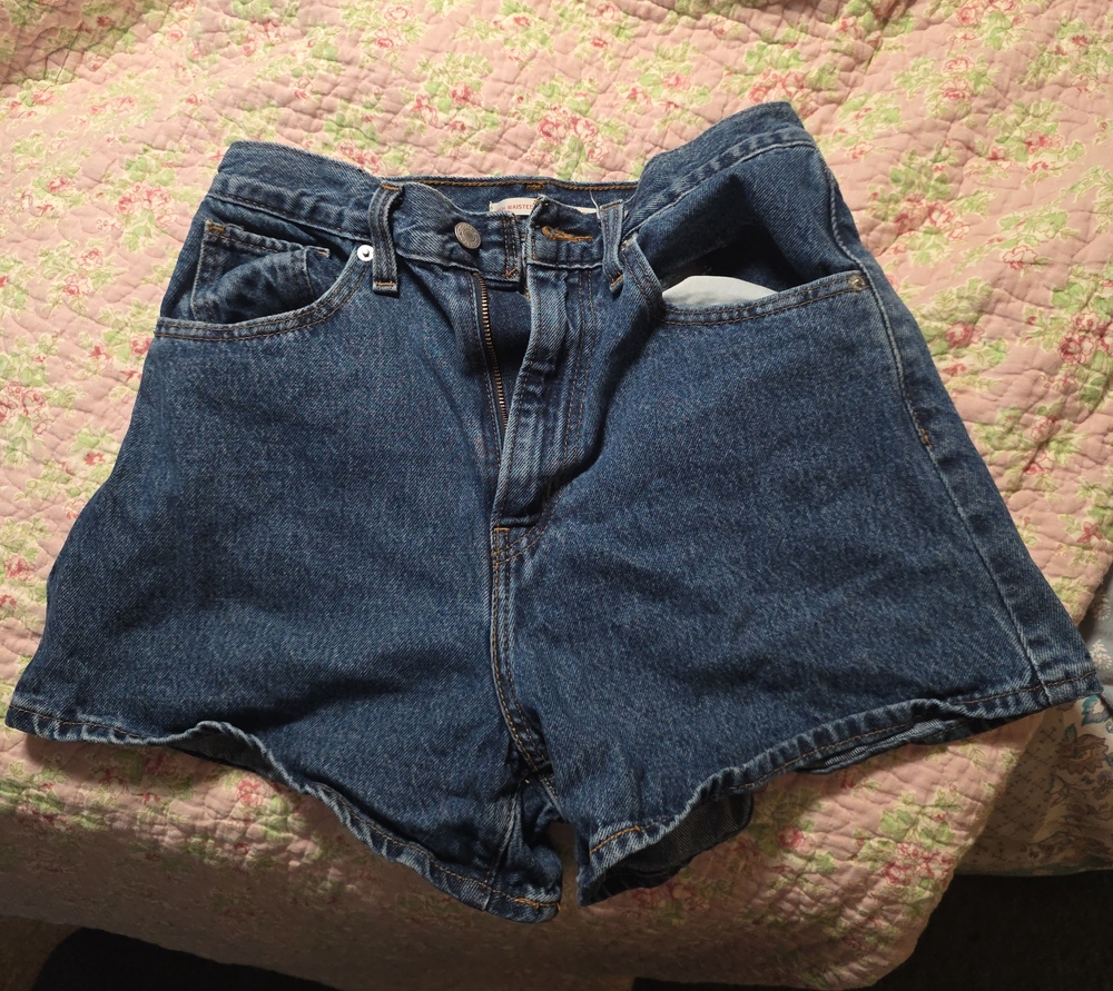 High-Rise Dark Blue Denim Women’s Shorts